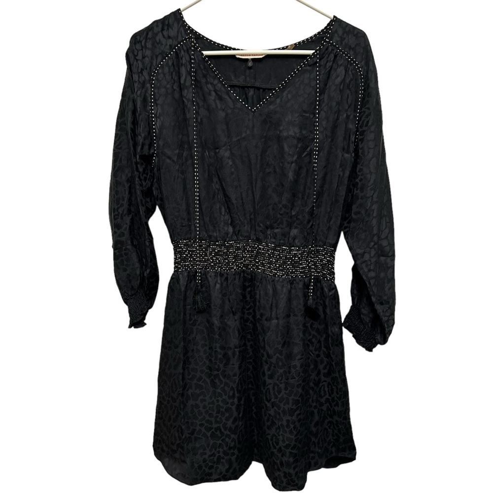 Rebecca Taylor Black Leopard Print Silk Dress